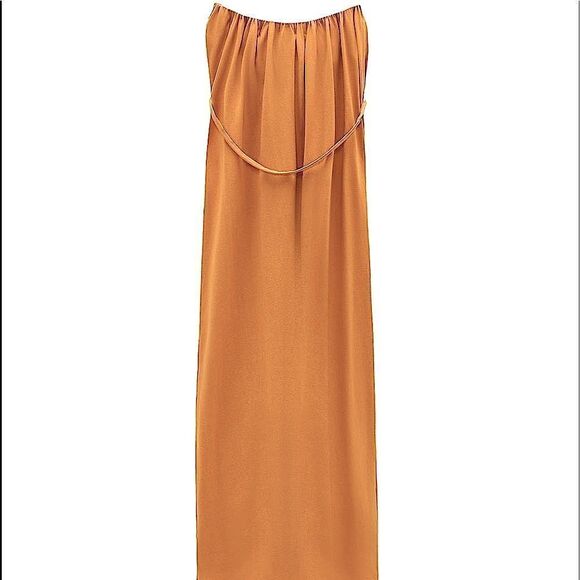 Zara orange strapless tube maxi t-shirt dress. Small, built in tube bra. No belt - Picture 1 of 3